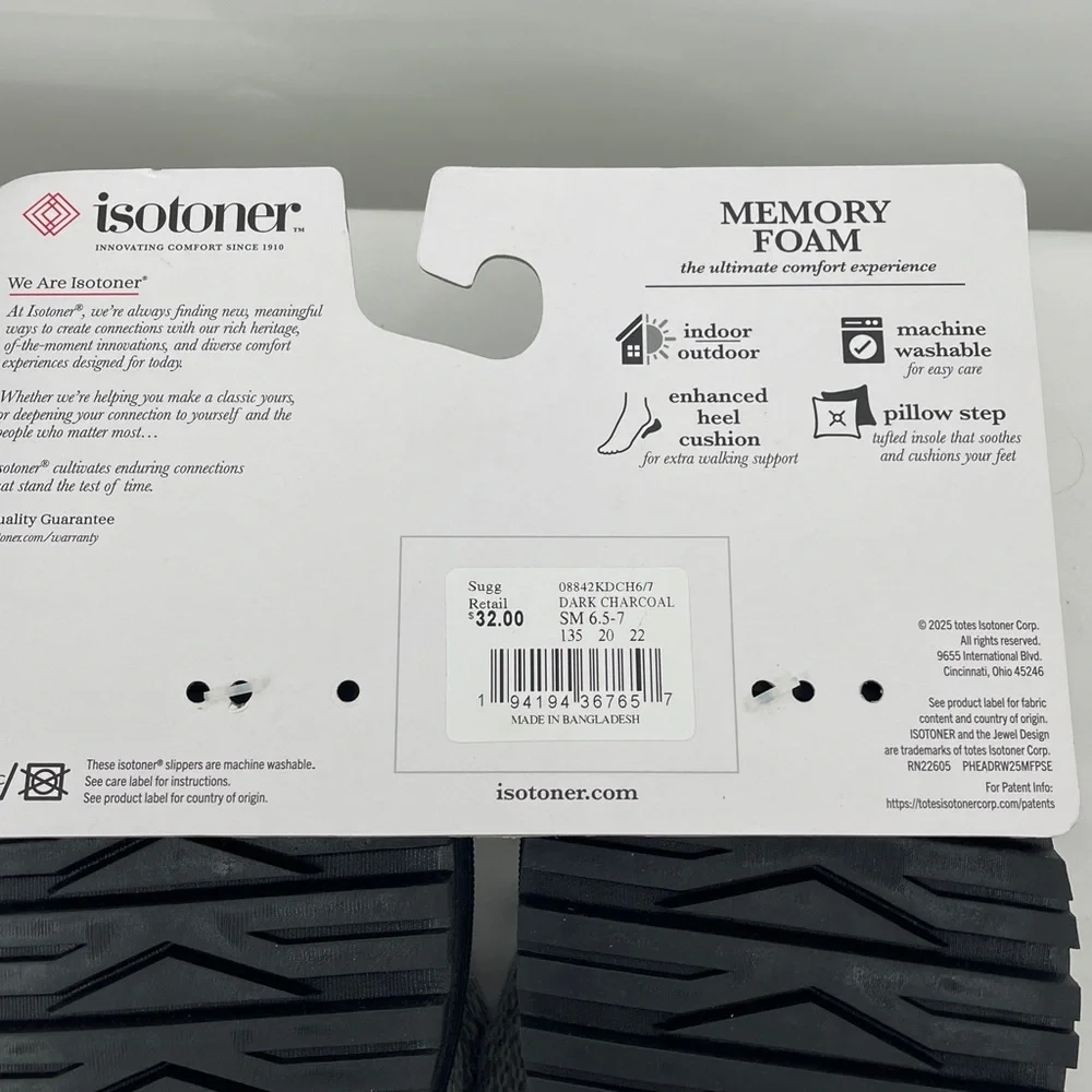 Isotoner Dark Gray Memory Foam Sandals WOMENS SIZE 6.5-7 NWT
